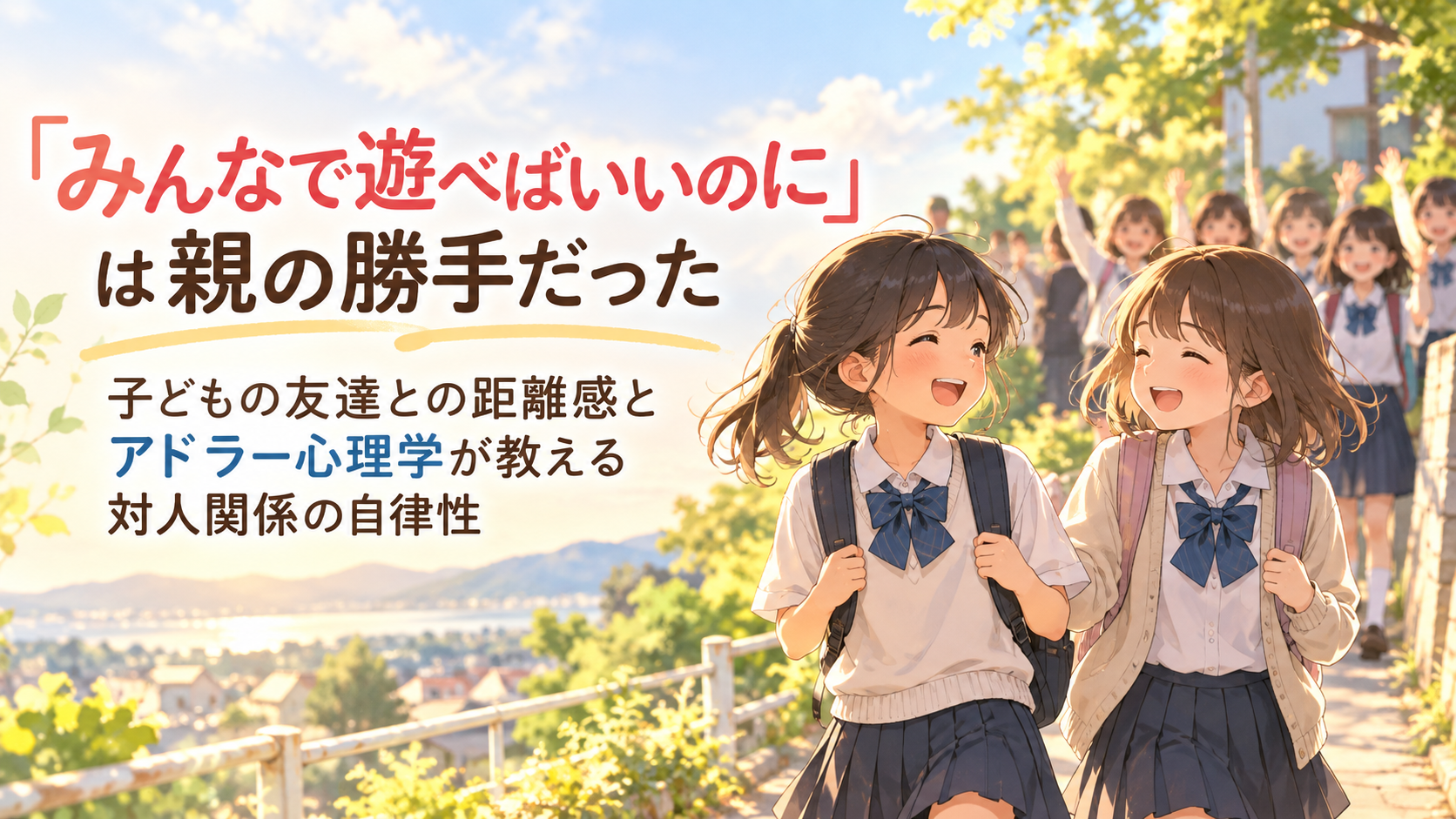夕暮れの通学路と友情